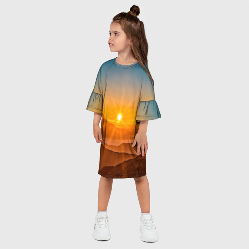 Детское платье 3D с принтом Священная Фудзи, фото на моделе #1