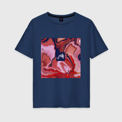 Женская футболка хлопок Oversize Жидкий мрамор и пиксель арт