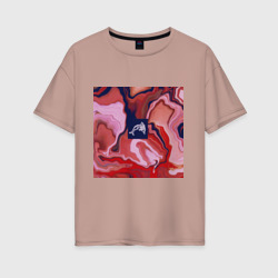 Женская футболка хлопок Oversize Жидкий мрамор и пиксель арт