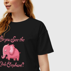 Женская футболка хлопок Oversize Ты видишь розового слона? - фото 2