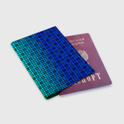 Обложка для паспорта матовая кожа Сине-зеленый геометрический узор - фото 2