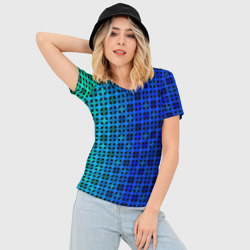 Женская футболка 3D Slim Сине-зеленый геометрический узор - фото 2