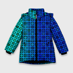 Зимняя куртка для девочек 3D Сине-зеленый геометрический узор