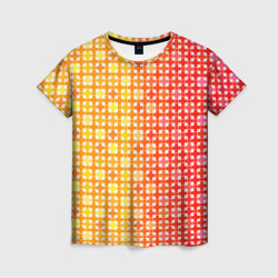 Женская футболка 3D Красно желтый градиент с геометрическим узором