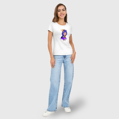 Женская футболка хлопок Slim Персонаж воительница, цвет белый - фото 5