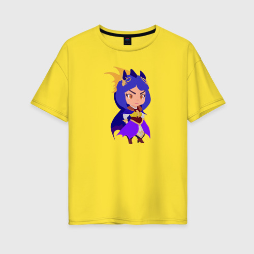 Женская футболка хлопок Oversize Персонаж воительница, цвет желтый
