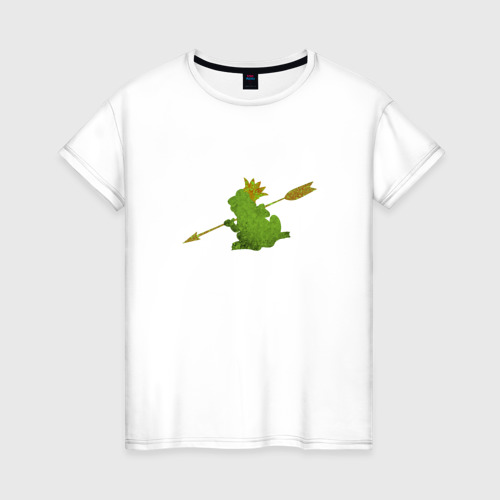 Женская футболка из хлопка с принтом Царевна Лягушка со стрелой, вид спереди №1
