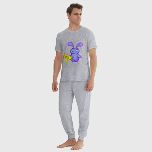 Мужская пижама хлопок с принтом Дерзкий заяц, вид сбоку #3
