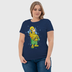 Светящаяся футболка с принтом Homer bad boy для любого человека, вид спереди №4. Цвет основы: темно-синий