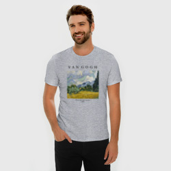 Мужская футболка хлопок Slim Пшеничное поле с кипарисом - фото 2