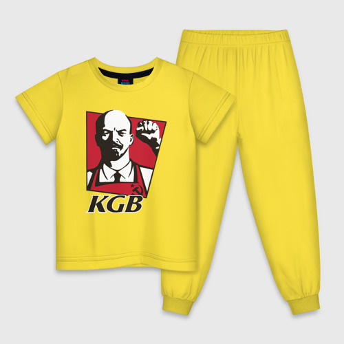 Детская пижама хлопок с принтом KGB Lenin, вид спереди #2