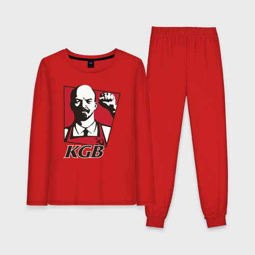 Женская пижама с лонгсливом хлопок KGB Lenin, цвет красный