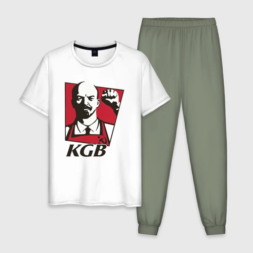 Мужская пижама с белой футболкой хлопок KGB Lenin