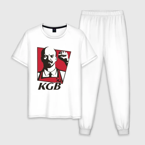 Мужская пижама с белой футболкой хлопок KGB Lenin