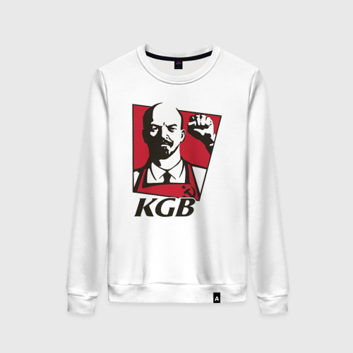 Женский свитшот хлопок с принтом KGB Lenin, вид спереди #2