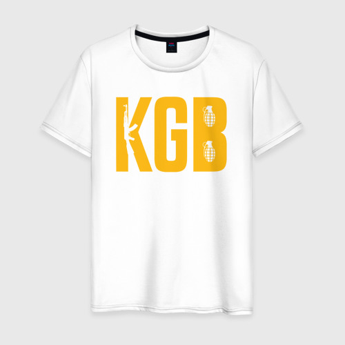 Мужская футболка из хлопка с принтом KGB, вид спереди №1