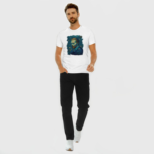 Мужская футболка хлопок Slim Ван Гог - портрет, цвет белый - фото 5