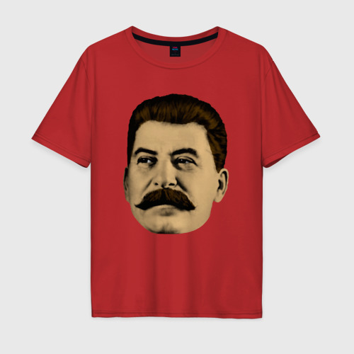 Мужская футболка хлопок Oversize с принтом Сталин СССР, вид спереди #2
