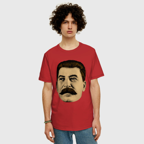 Мужская футболка хлопок Oversize с принтом Сталин СССР, фото на моделе #1