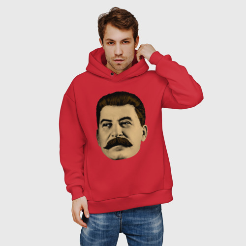 Мужское худи Oversize хлопок Сталин СССР, цвет красный - фото 3