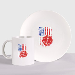 Набор: тарелка + кружка Волейбол США