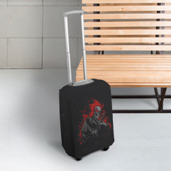 Чехол для чемодана 3D Огненный скелет самурай - фото 2
