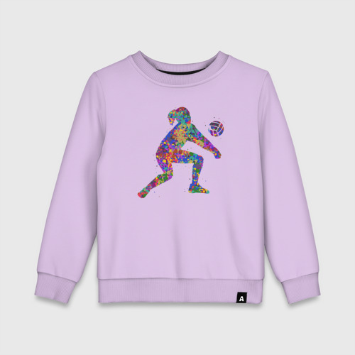 Детский свитшот хлопок с принтом Color volleyball, вид спереди #2