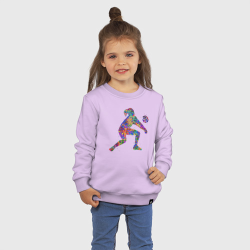 Детский свитшот хлопок с принтом Color volleyball, фото на моделе #1