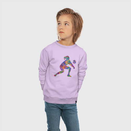 Детский свитшот хлопок с принтом Color volleyball, вид сбоку #3