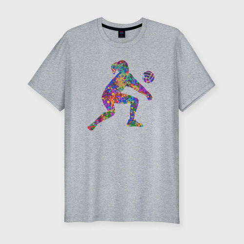 Мужская футболка хлопок Slim с принтом Color volleyball, вид спереди #2