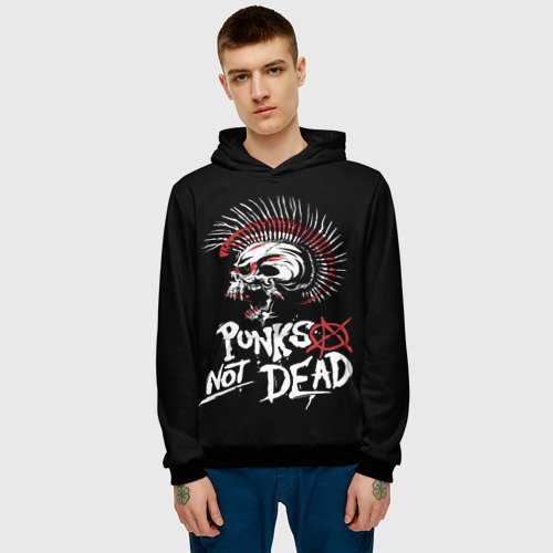 Мужская толстовка 3D Punks not dead - анархия, цвет черный - фото 3