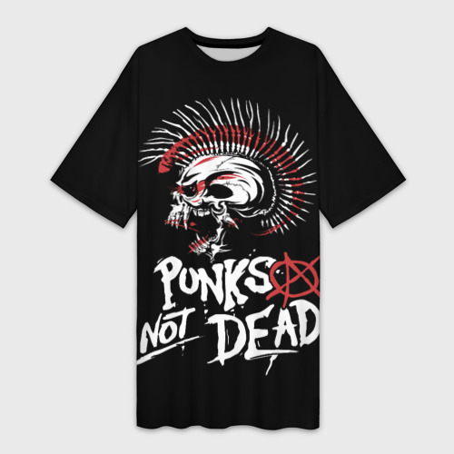 Платье-футболка 3D Punks not dead - анархия, цвет 3D печать