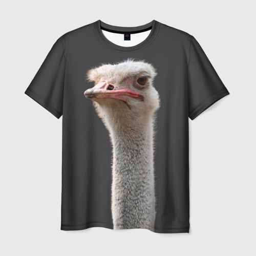 Мужская футболка с принтом Голова страуса, вид спереди №1