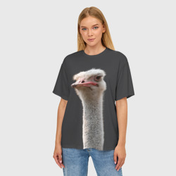 Женская футболка oversize 3D Голова страуса - фото 2