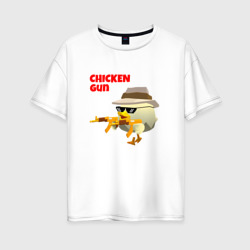 Женская футболка хлопок Oversize Цыпленок с автоматами