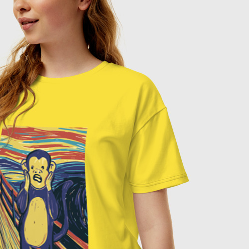 Женская футболка хлопок Oversize Обезьяна мем, цвет желтый - фото 3