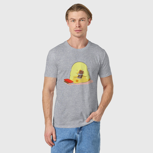 Мужская футболка хлопок Птенец и шоколад, цвет меланж - фото 3