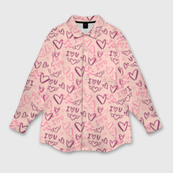 Мужская рубашка oversize 3D I love you паттерн