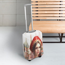 Чехол для чемодана 3D Девушка в кокошнике с косой - кремль - фото 2