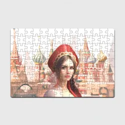 Головоломка Пазл магнитный 126 элементов Девушка в кокошнике с косой - кремль
