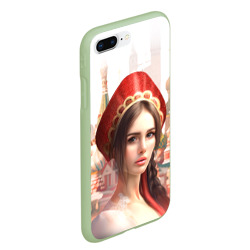 Чехол для iPhone 7Plus/8 Plus матовый Девушка в кокошнике с косой - кремль - фото 2