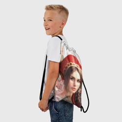 Рюкзак-мешок 3D Девушка в кокошнике с косой - кремль - фото 2