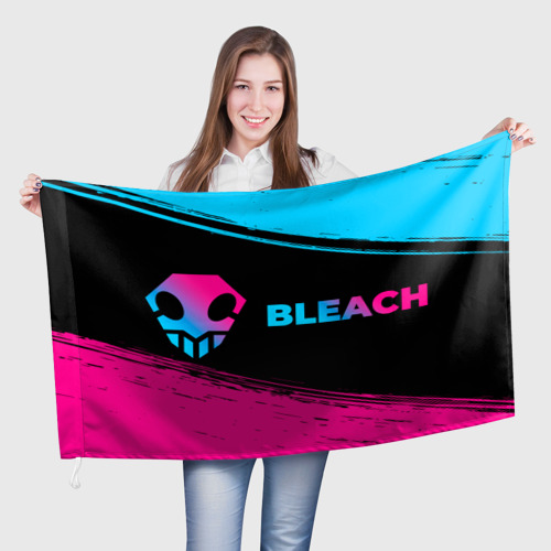 Флаг 3D Bleach - neon gradient: надпись и символ