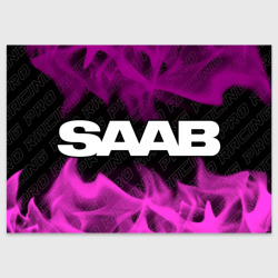 Поздравительная открытка Saab pro racing: надпись и символ