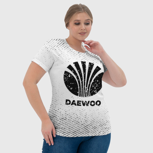 Женская футболка 3D с принтом Daewoo с потертостями на светлом фоне, фото #4