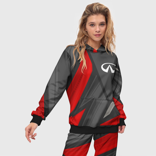 Женский костюм с толстовкой 3D Infiniti sports racing, цвет черный - фото 3