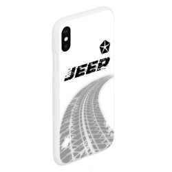 Чехол для iPhone XS Max матовый Jeep Speed на светлом фоне со следами шин: символ сверху - фото 2