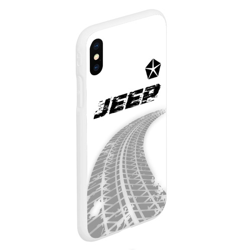 Чехол для iPhone XS Max матовый Jeep Speed на светлом фоне со следами шин: символ сверху - фото 3