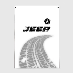 Постер Jeep Speed на светлом фоне со следами шин: символ сверху