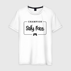 Мужская футболка хлопок Sally Face gaming champion: рамка с лого и джойстиком
